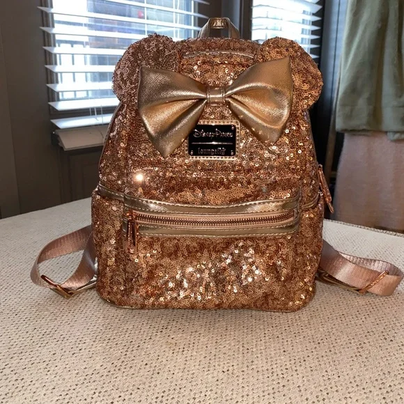 Loungefly | Bags | Rose Gold Loungefly Disney Backpack  display picture 1